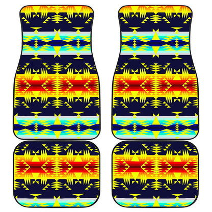 Between the Mountains Navy Yellow Set of 4 Car Floor Mats