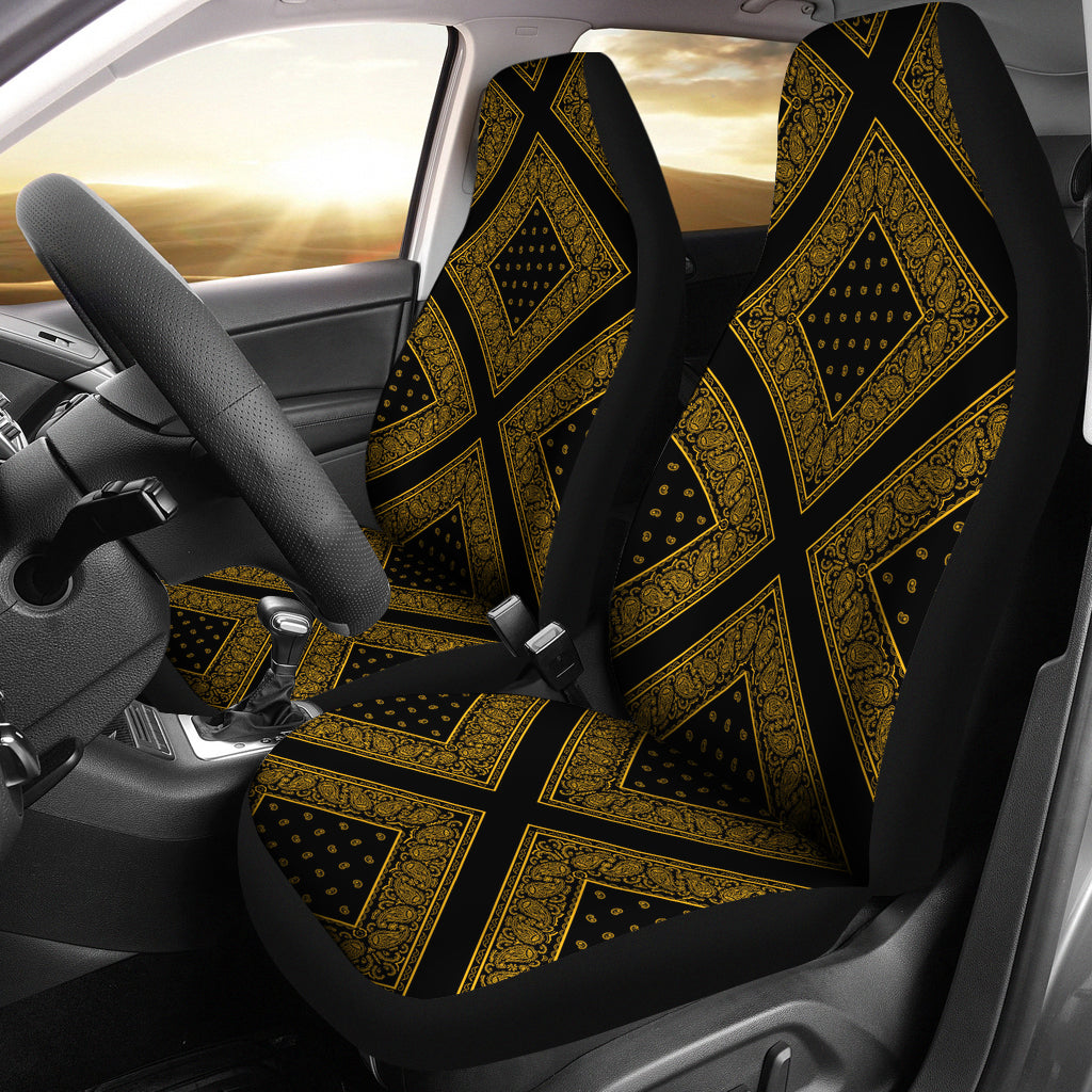 Black Gold Bandana Car Seat Covers Diamond