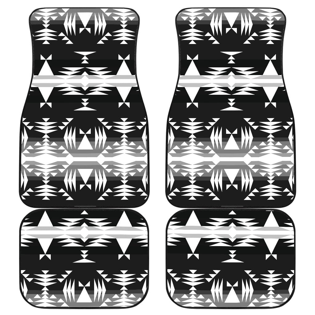 Between the Mountains Black and White Set of 4 Car Floor Mats
