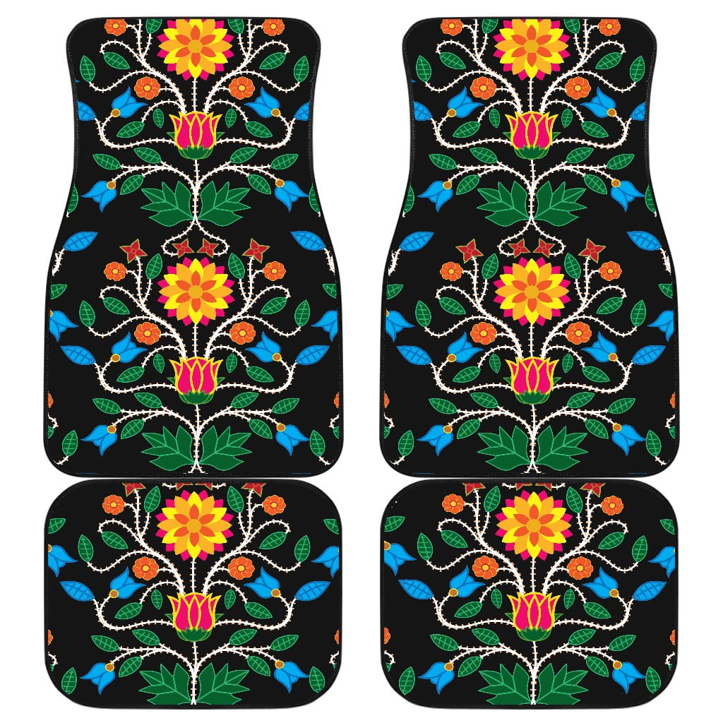 Floral Beadwork Four Clans Set of 4 Car Floor Mats