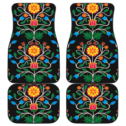 Floral Beadwork Four Clans Set of 4 Car Floor Mats
