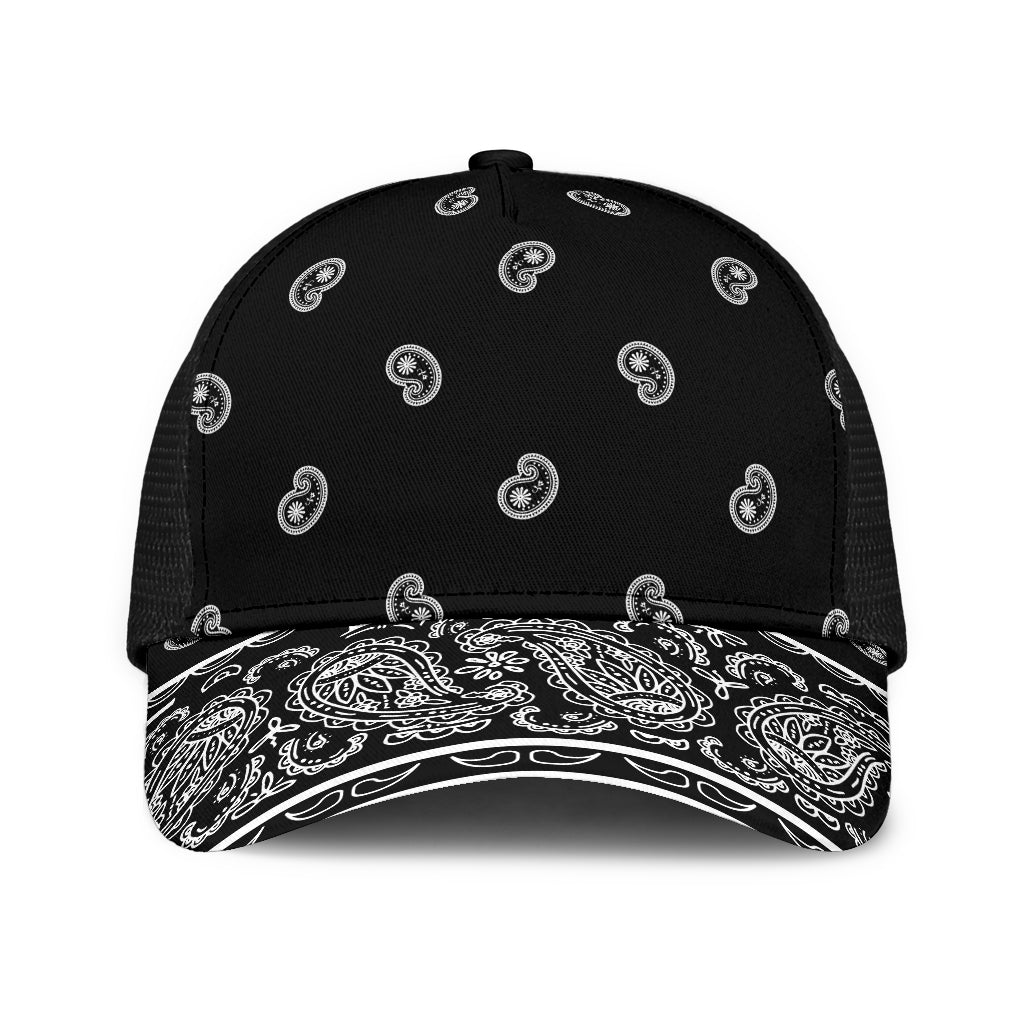 Black Bandana All Over Mesh Back Cap