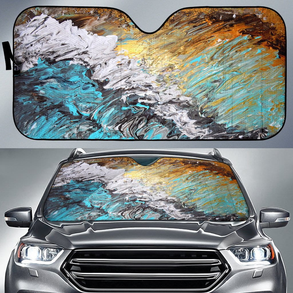Auto Sun Shade - Abstract Sand and Surf Design