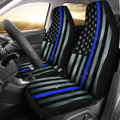 Thin Blue Line Crackle Seat Covers