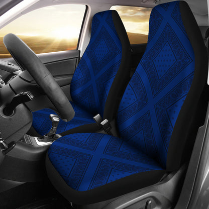 Blue and Black Bandana Car Seat Covers Diamond
