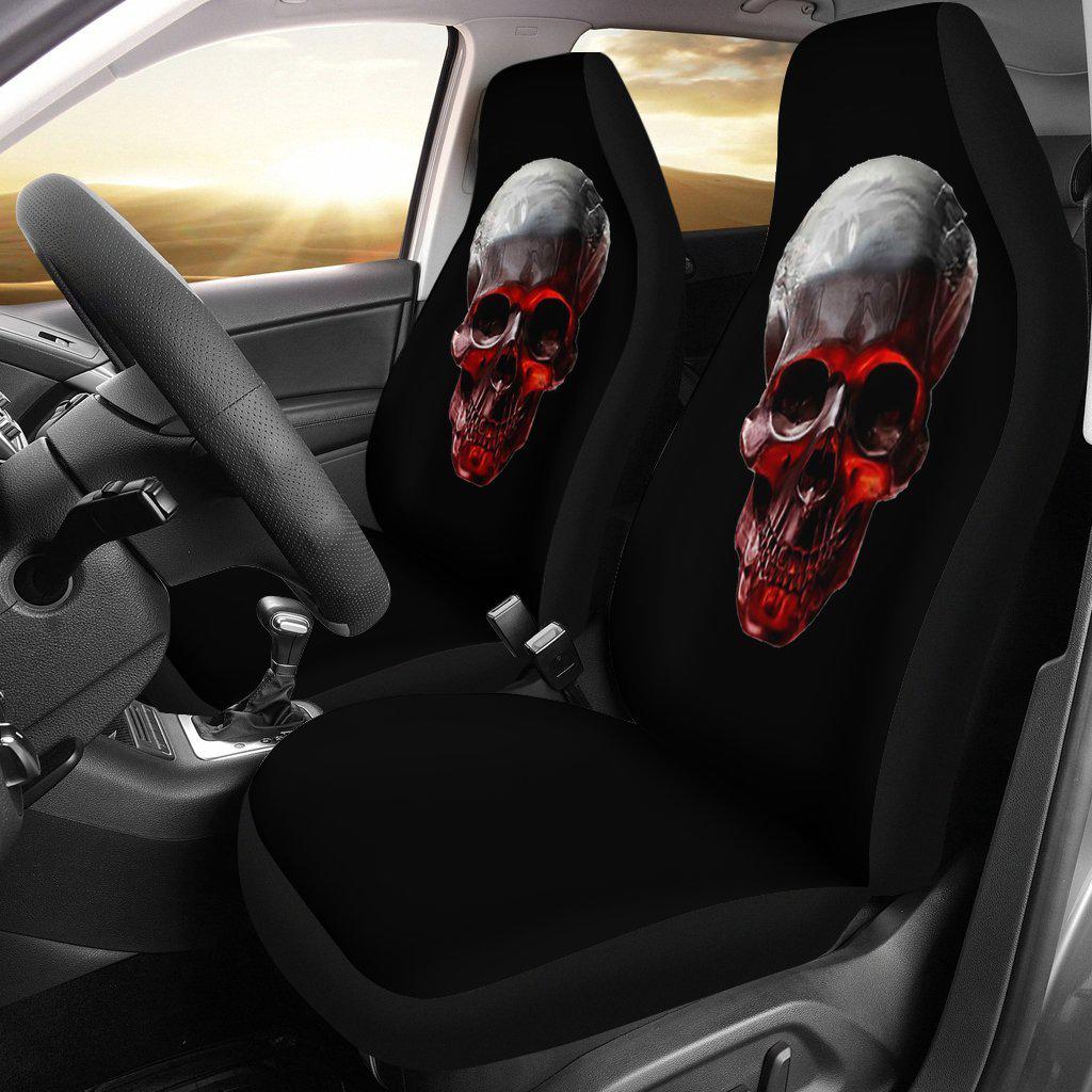 Glowing Skull Design Black Seat Cover