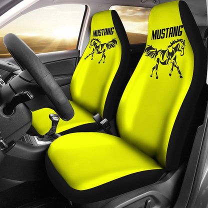 Mustang Horse Silhouette Yellow Seat Covers