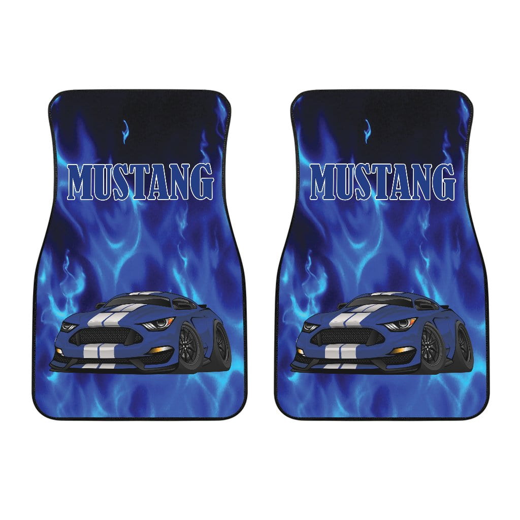 Mustang Blue Flames Front Car Mats