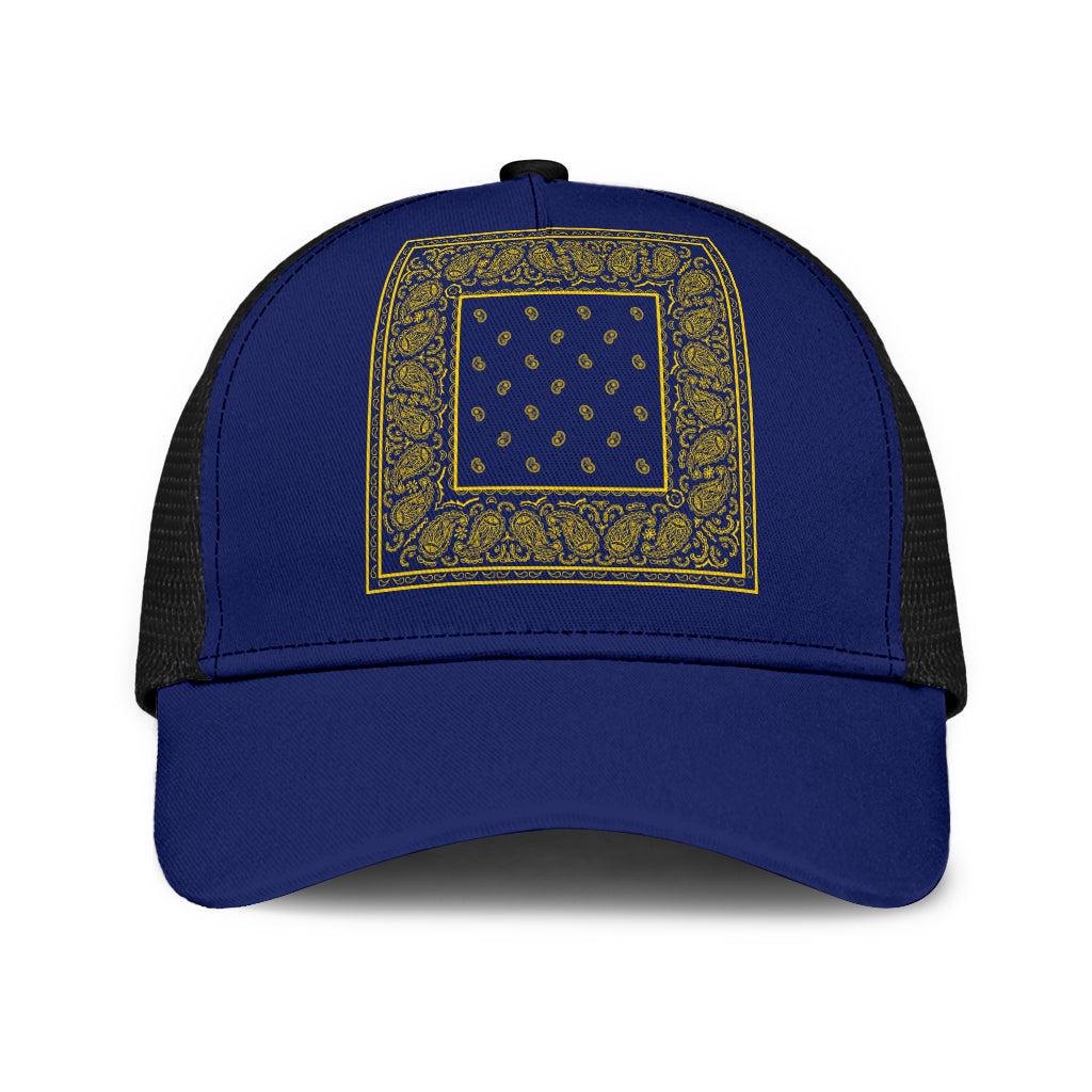 Blue and Gold Bandana Mesh Back Cap
