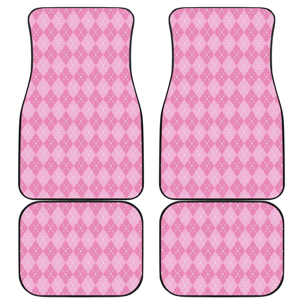 Pink Argyle Car Floor Mats Set 4