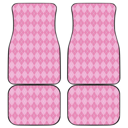 Pink Argyle Car Floor Mats Set 4
