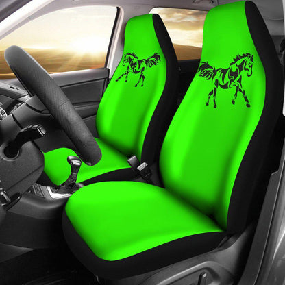 Black Horse Silhouette Lime Green Seat Covers