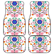 Floral Beadwork Four Clans White Set of 4 Car Floor Mats