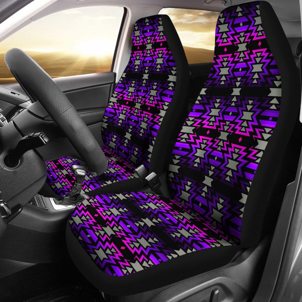 Black Fire Pink and Purple  Set of 2 Car Seat Covers