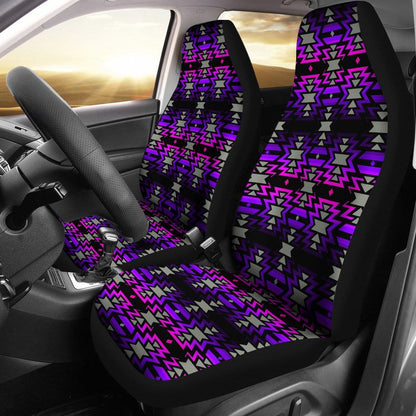 Black Fire Pink and Purple  Set of 2 Car Seat Covers