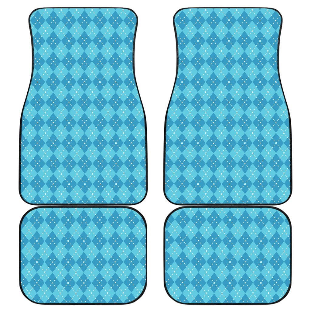 Blue Argyle Front and Back Car Floor Mats Set 4