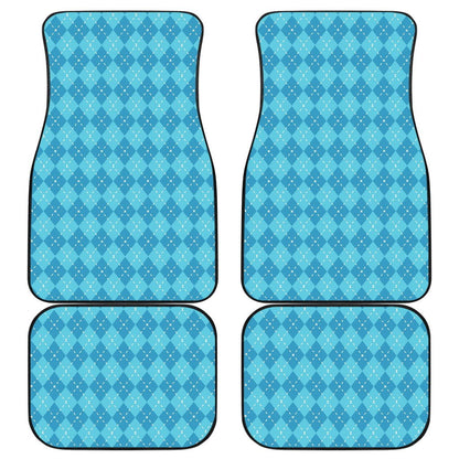 Blue Argyle Front and Back Car Floor Mats Set 4
