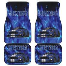 Blue Mustang Silver Stripes Car Mats