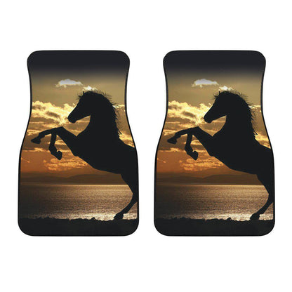 Stallion Horse Ocean Sunset Front Floor Mats Horse Set