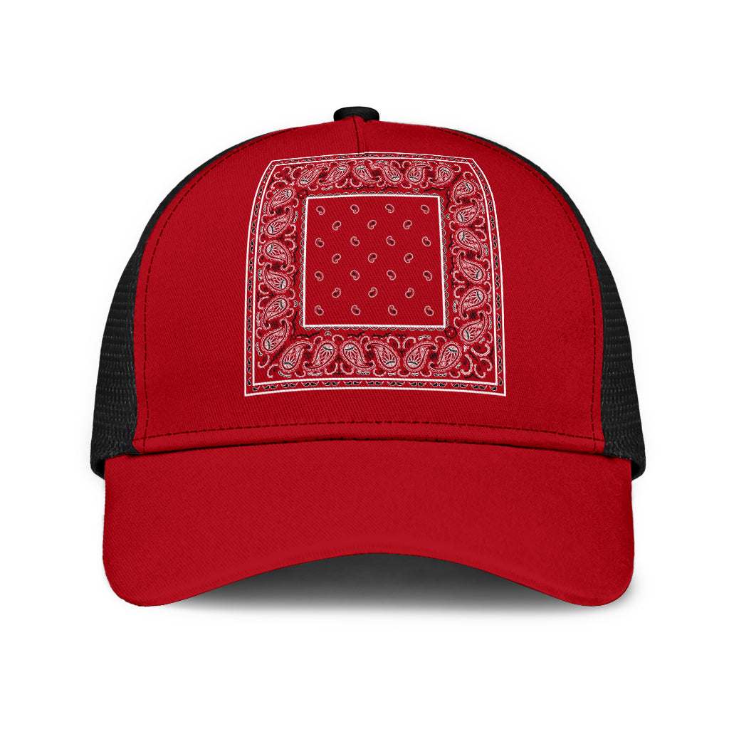 Classic Red Bandana Simple Mesh Back Cap