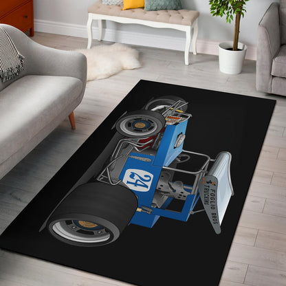 Blue Race Car Super Modified Car Art Area Rug