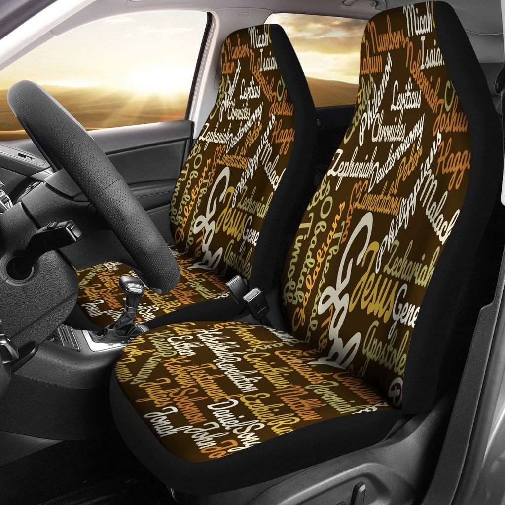Custom-Made Holy Bible Books Brown Car Seat Covers
