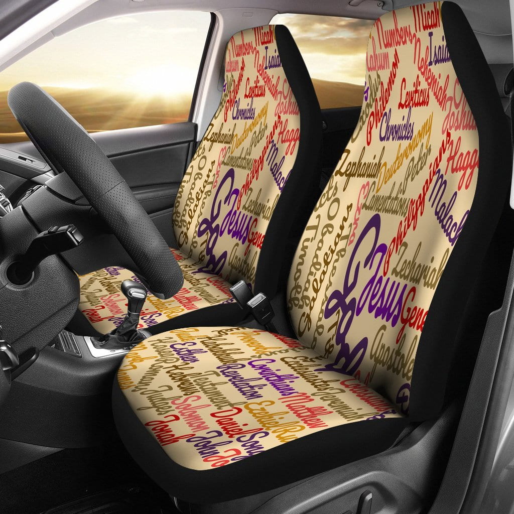 Custom-Made Holy Bible Books Light Brown Car Seat Covers