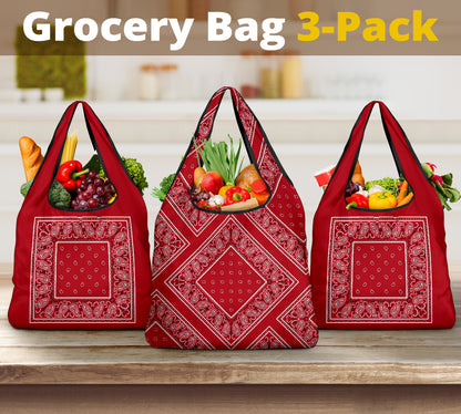 Classic Red Bandana Grocery Bag 3-Pack
