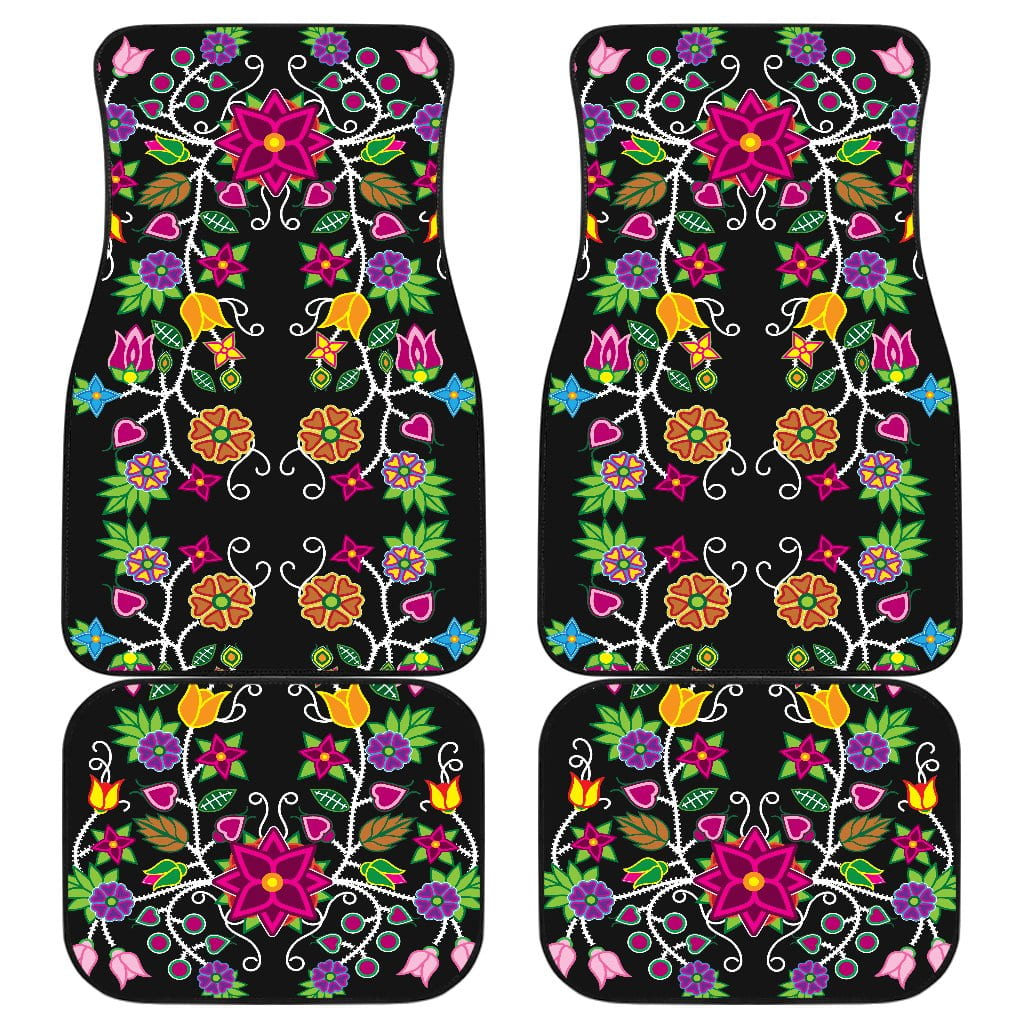 Floral Beadwork Set of 4 Car Floor Mats