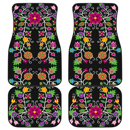 Floral Beadwork Set of 4 Car Floor Mats