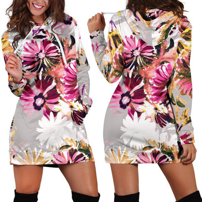 Pink Floral Hoodie Dress Tasteful Design