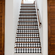 Black and White Buffalo Plaid Print Stair Stickers (Set of 13)