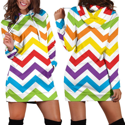 Rainbow Chevron Hoodie Dress