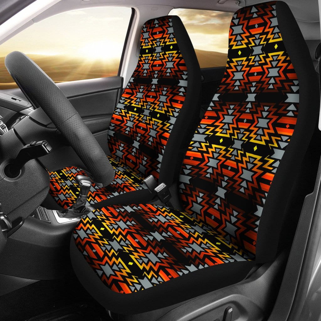 Black Fire Red  Set of 2 Car Seat Covers