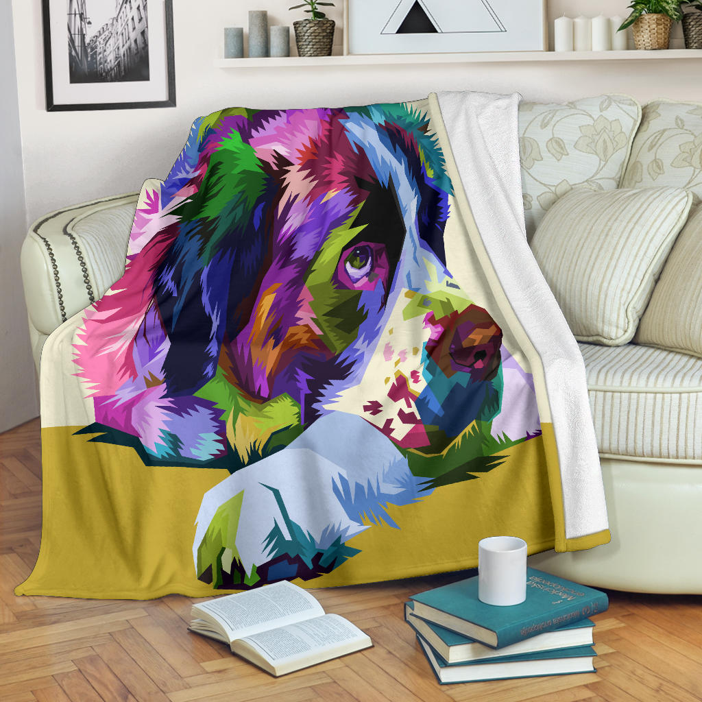 Premium Blanket colorful saint bernard dog pop art