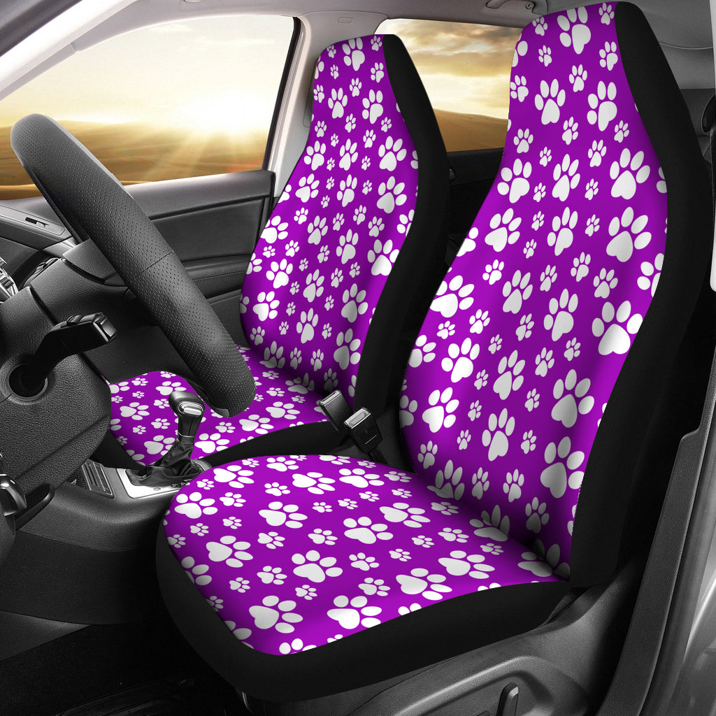 Paw Print Car Seat Cover Purple