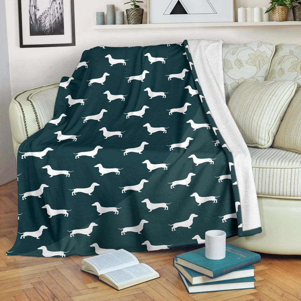 Dark Green Dachshund Blanket