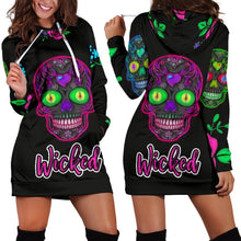 Wicked Skulls Hoodie Dress with Roses and Sugar Skull Art