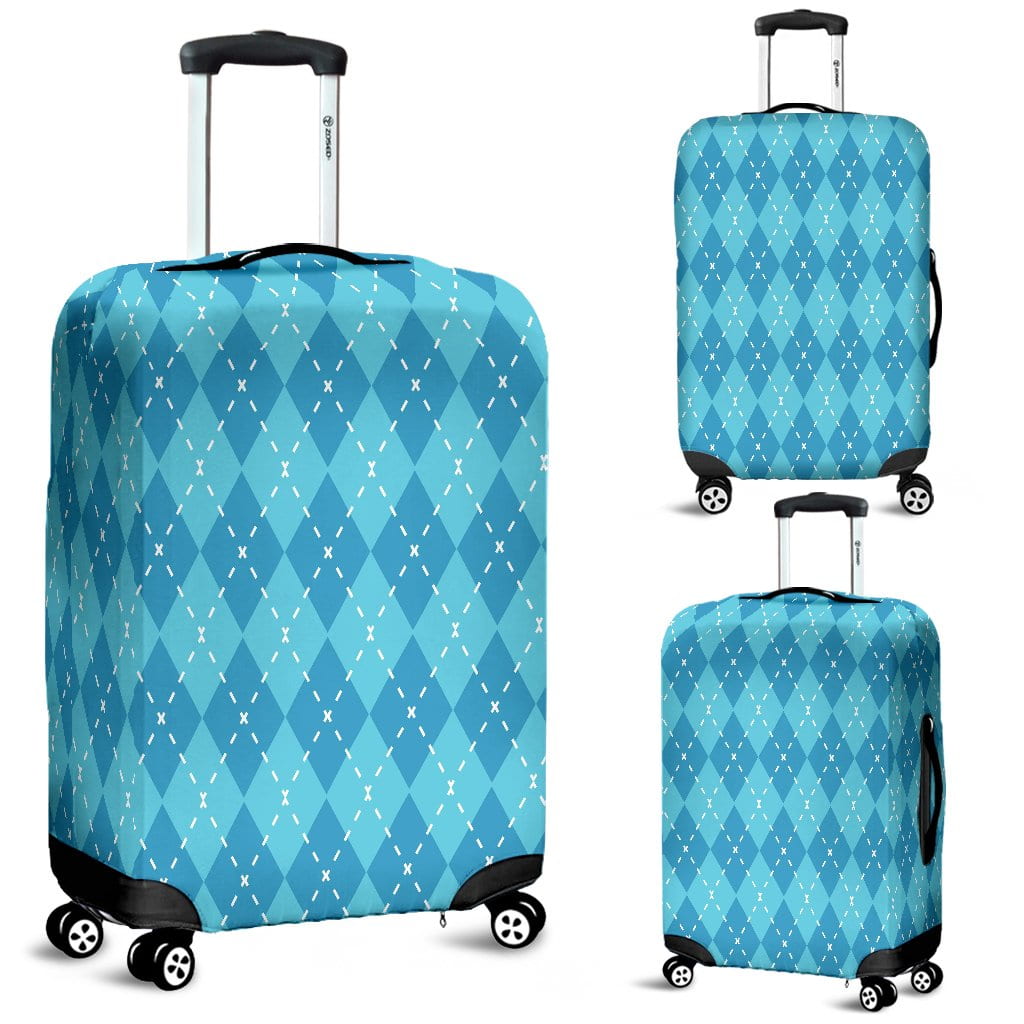 Blue Argyle Luggage Cover