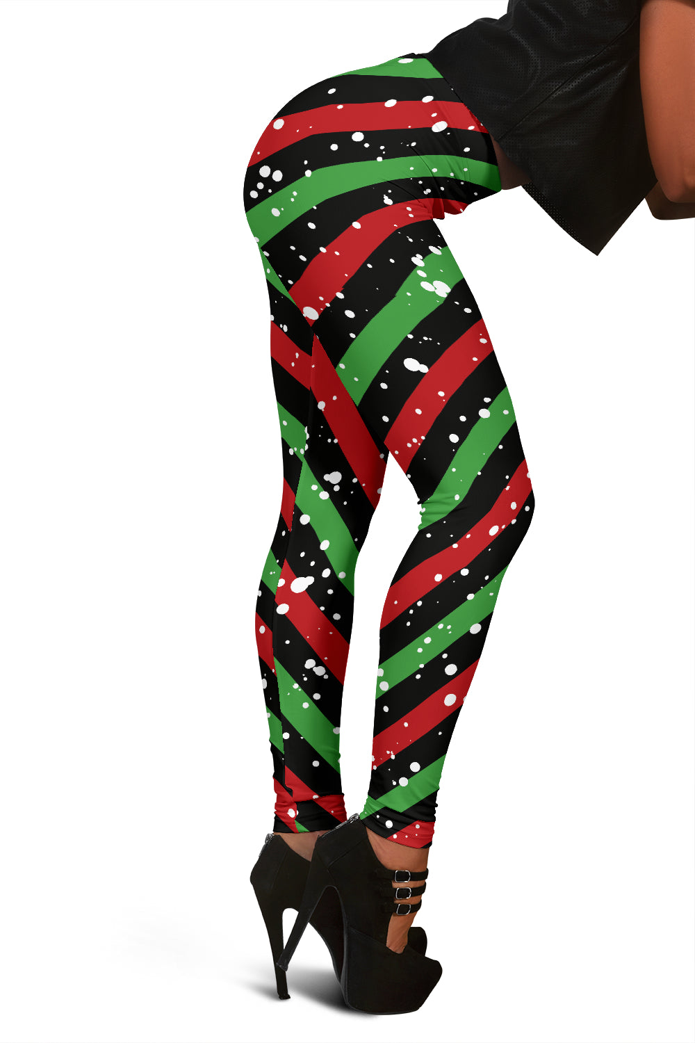 Christmas Candy Red Green Black Leggings