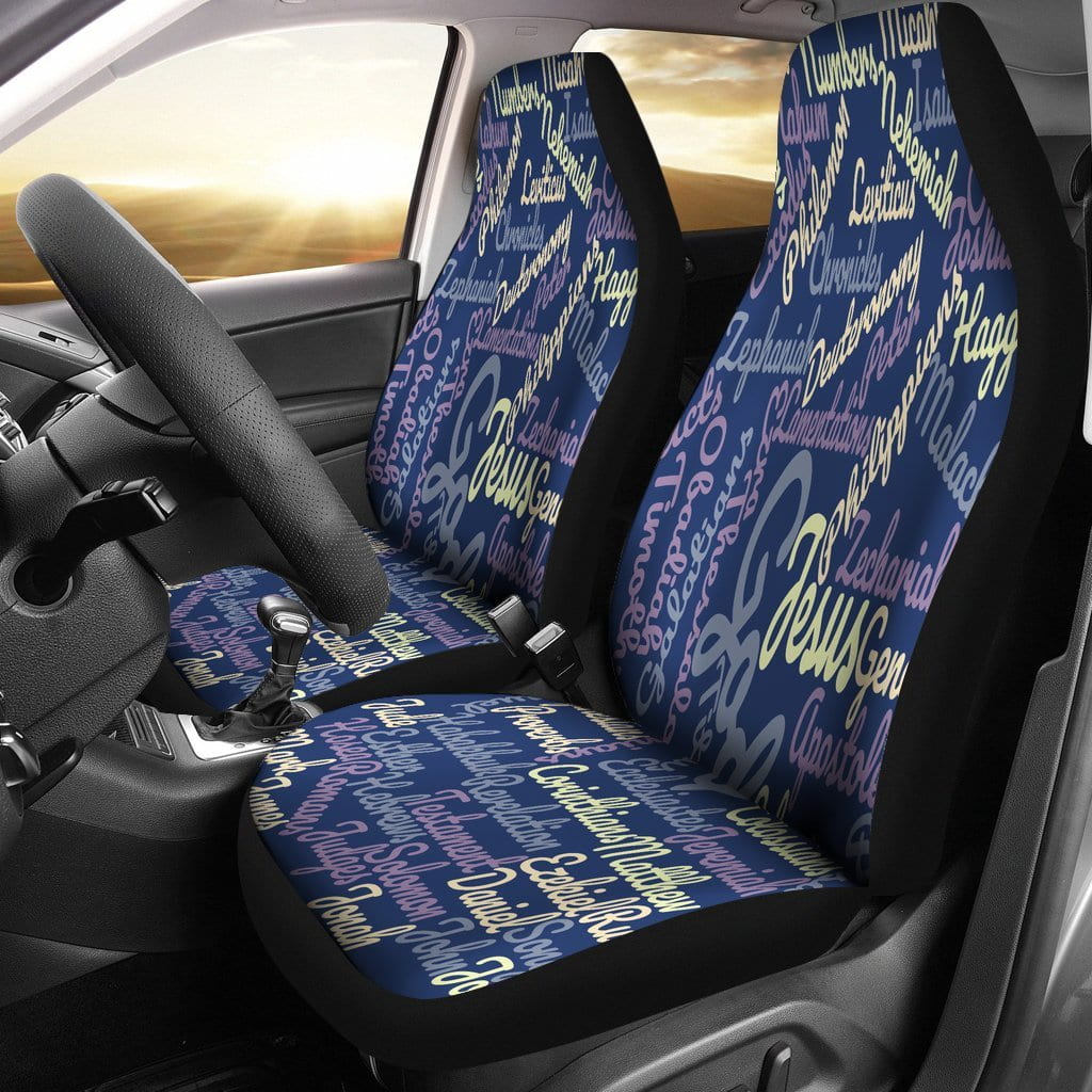 Custom-Made Holy Bible Books Blue Car Seat Covers