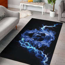 Blue Flaming Skull Area Rug