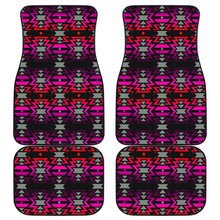 Black Fire Pink and Red Front And Back Car Floor Mats (Set Of 4)
