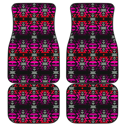 Black Fire Pink and Red Front And Back Car Floor Mats (Set Of 4)