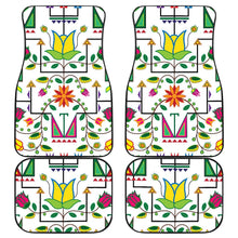 Geometric Floral Summer-White Set of 4 Car Floor Mats