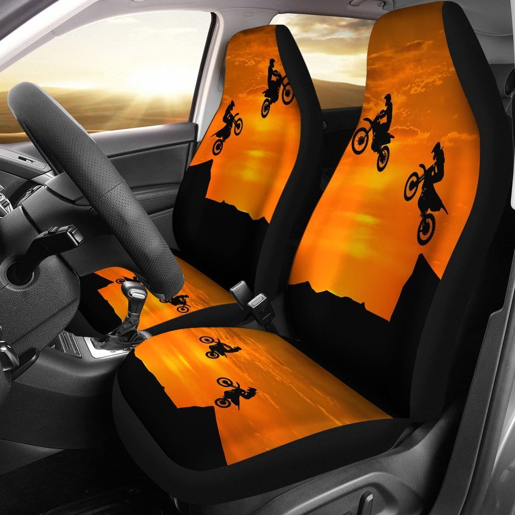 Sunset Dirt Bike Riders Car Seat Covers