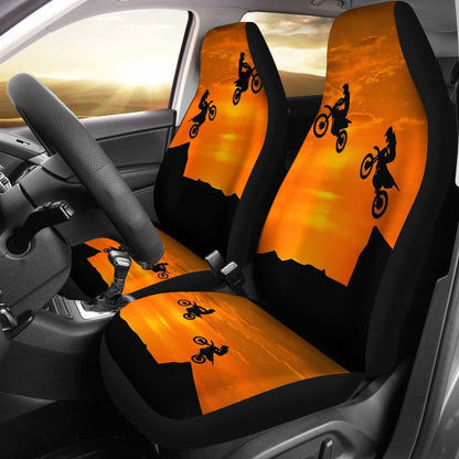 Sunset Dirt Bike Riders Car Seat Covers