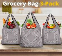 Classic Gray Bandana Grocery Bag 3-Pack