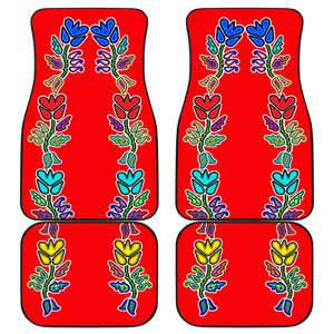 4 Generations Floral Red Set of 4 Car Floor Mats