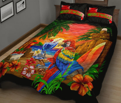 Margaritaville Parrot Sunset Black Quilt Set